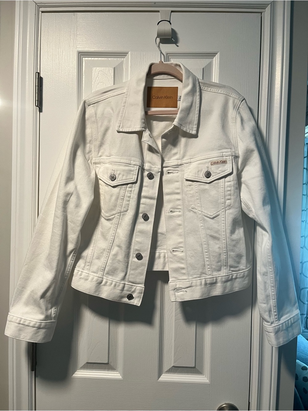 Calvin Klein White Denim Trucker Jacket - Women’s Casual Jean Coat